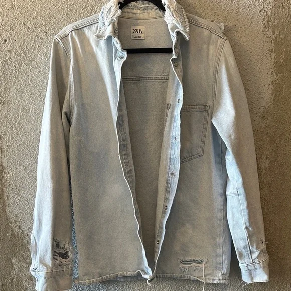 Zara Faded Blue Denim Shirt - Picture 5 of 6